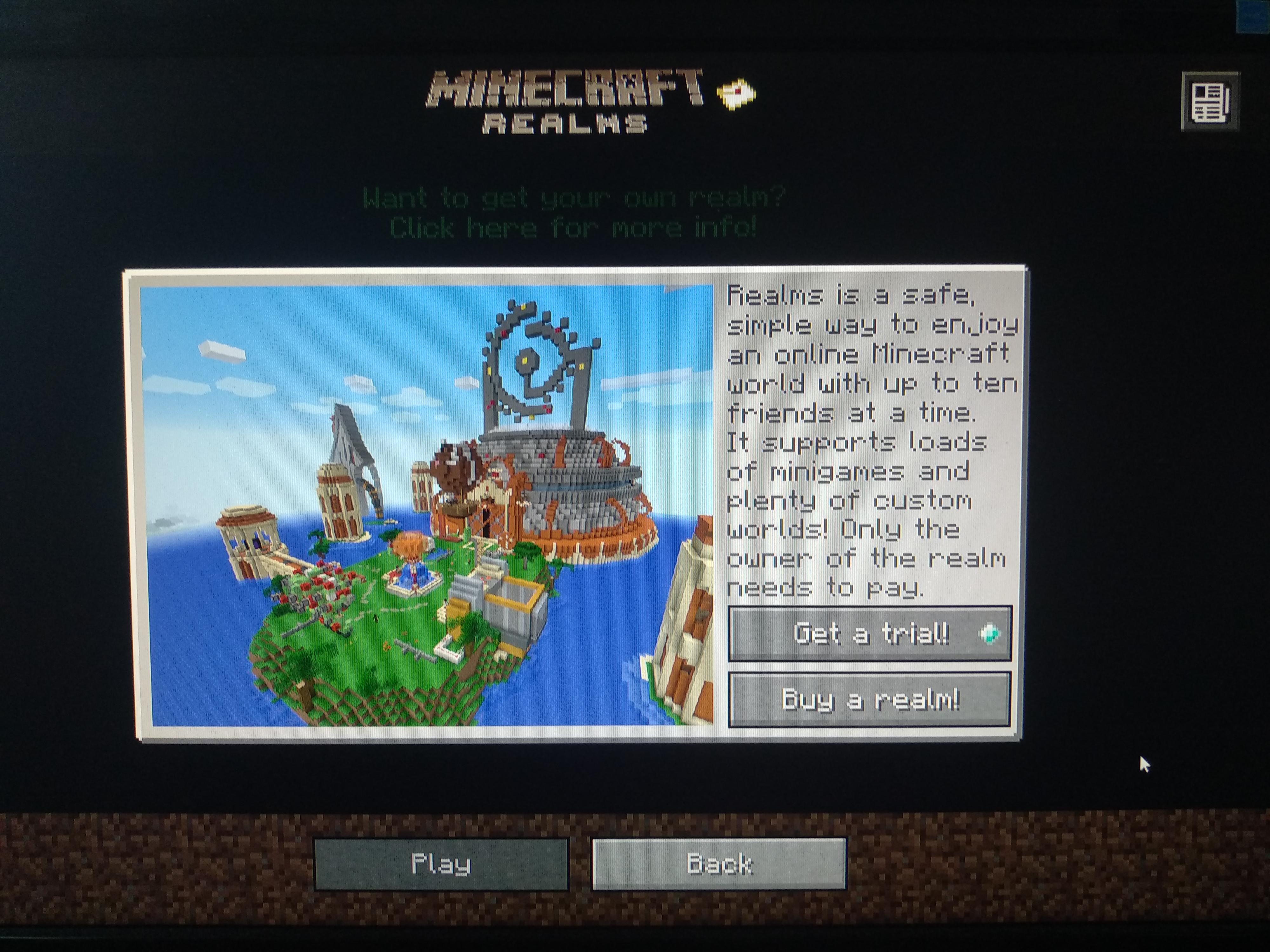does minecraft for mac have realms